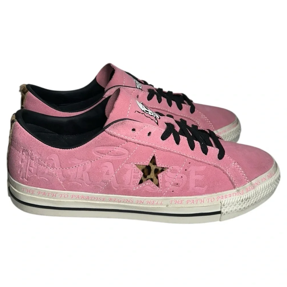 Converse One Star Sz 11.5 Pink Suede Paradise Leopard Pro Ox Sean Pablo Sneakers - Picture 7 of 13
